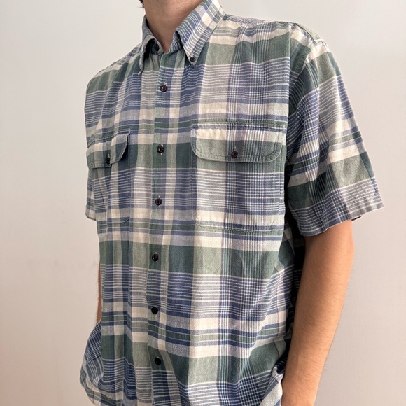 VINTAGE POINT ZERO OVERSIZED PLAID BUTTON UP SHORT SLEEVE SHIRT - L - Picture 4 of 15